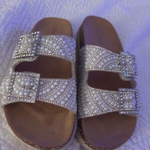Elegant Pearl-Embellished Sandals